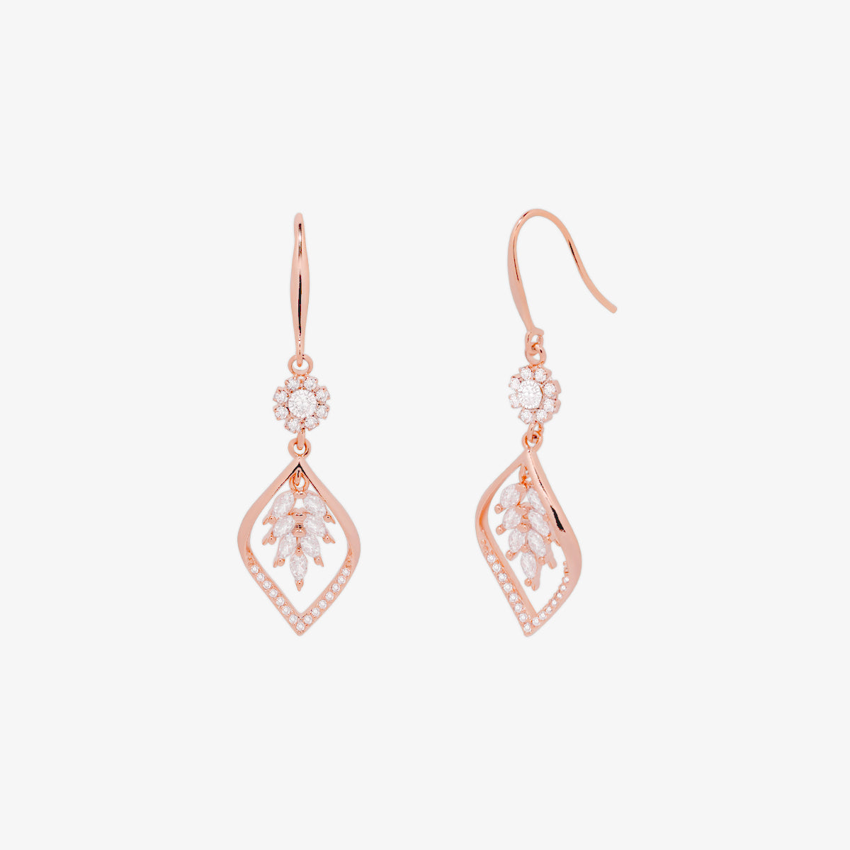 Vine drop sparkle hook earrings-5