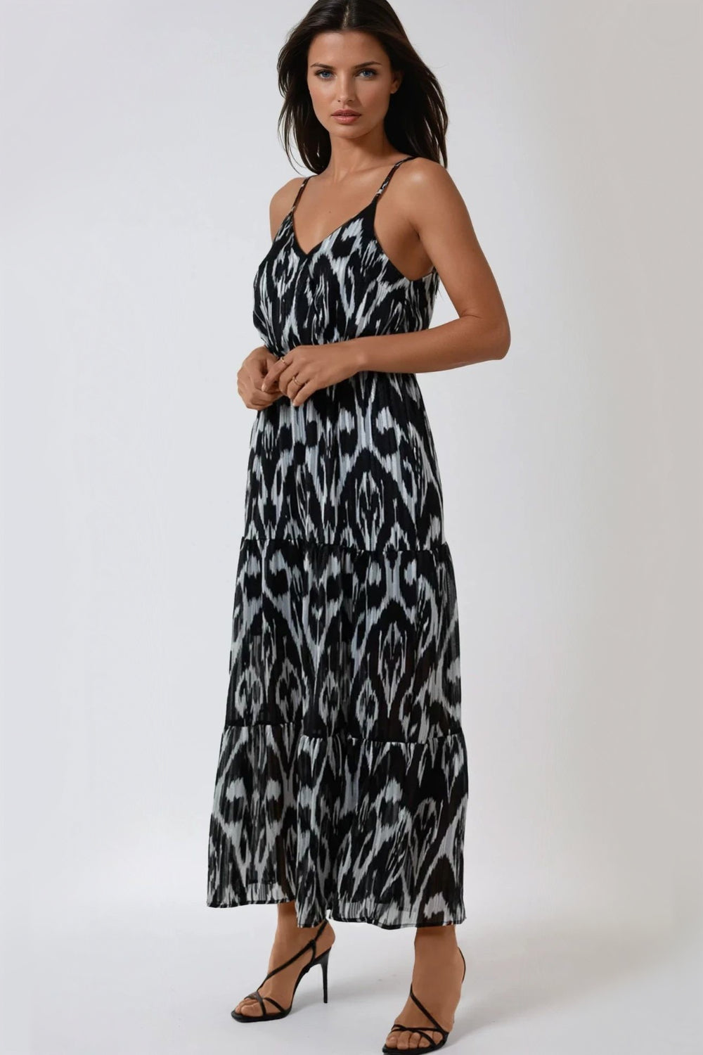 Black Strappy Wrap Maxi Dress-0