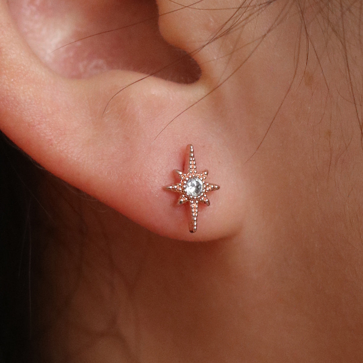 Moon and star stud earrings-3