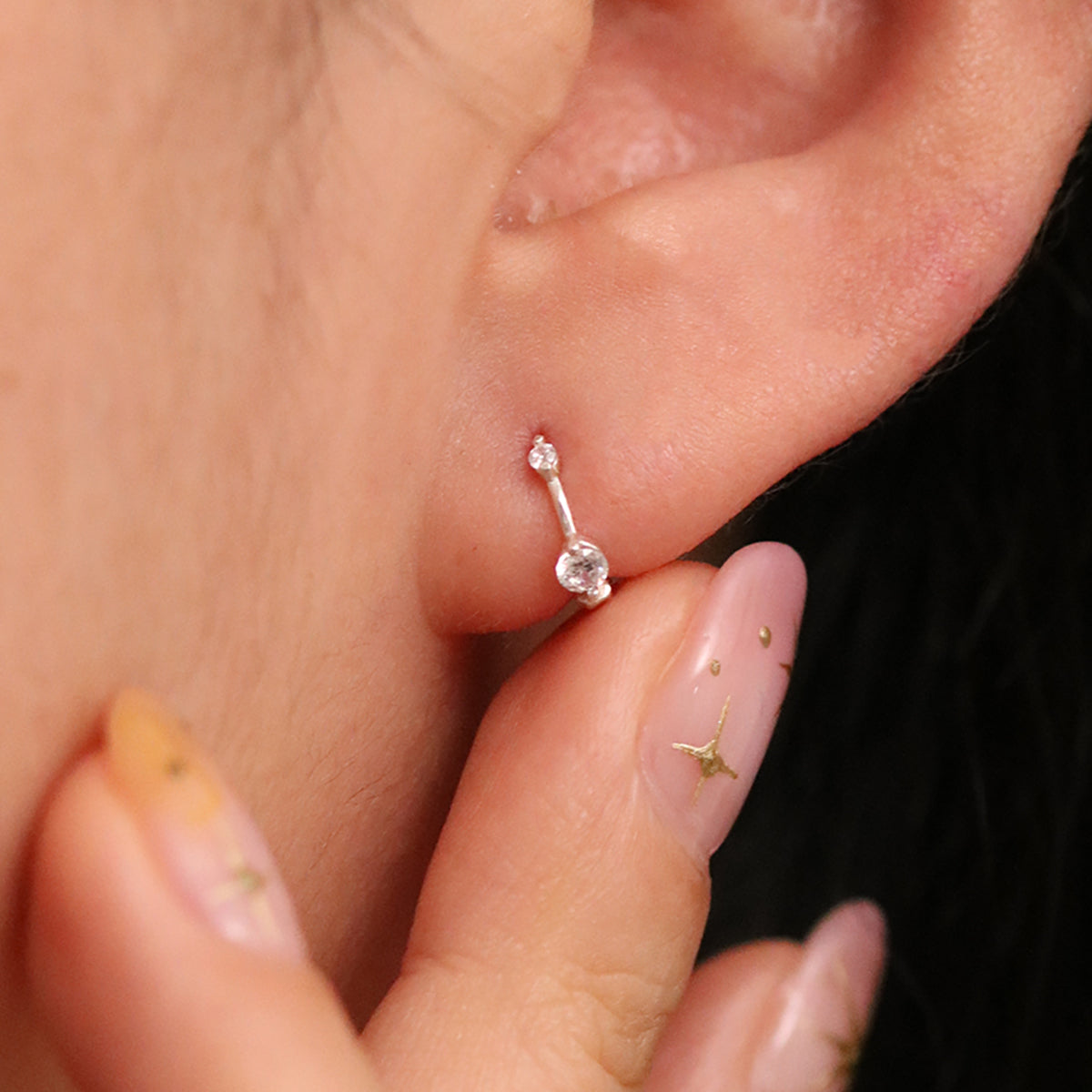 Double Topaz Huggie Earring-4