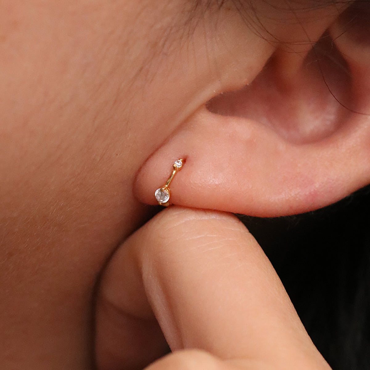 Double Topaz Huggie Earring-3