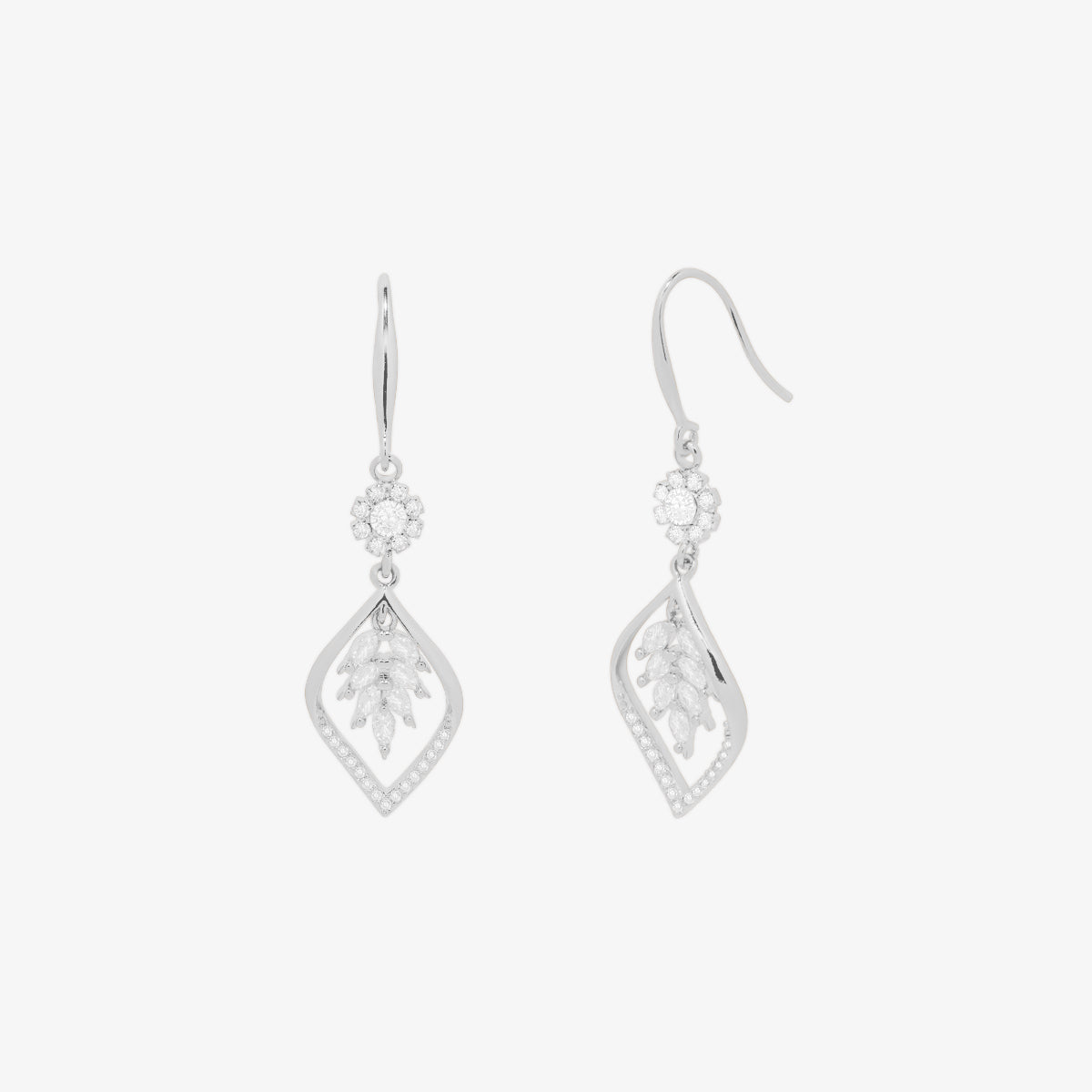 Vine drop sparkle hook earrings-4