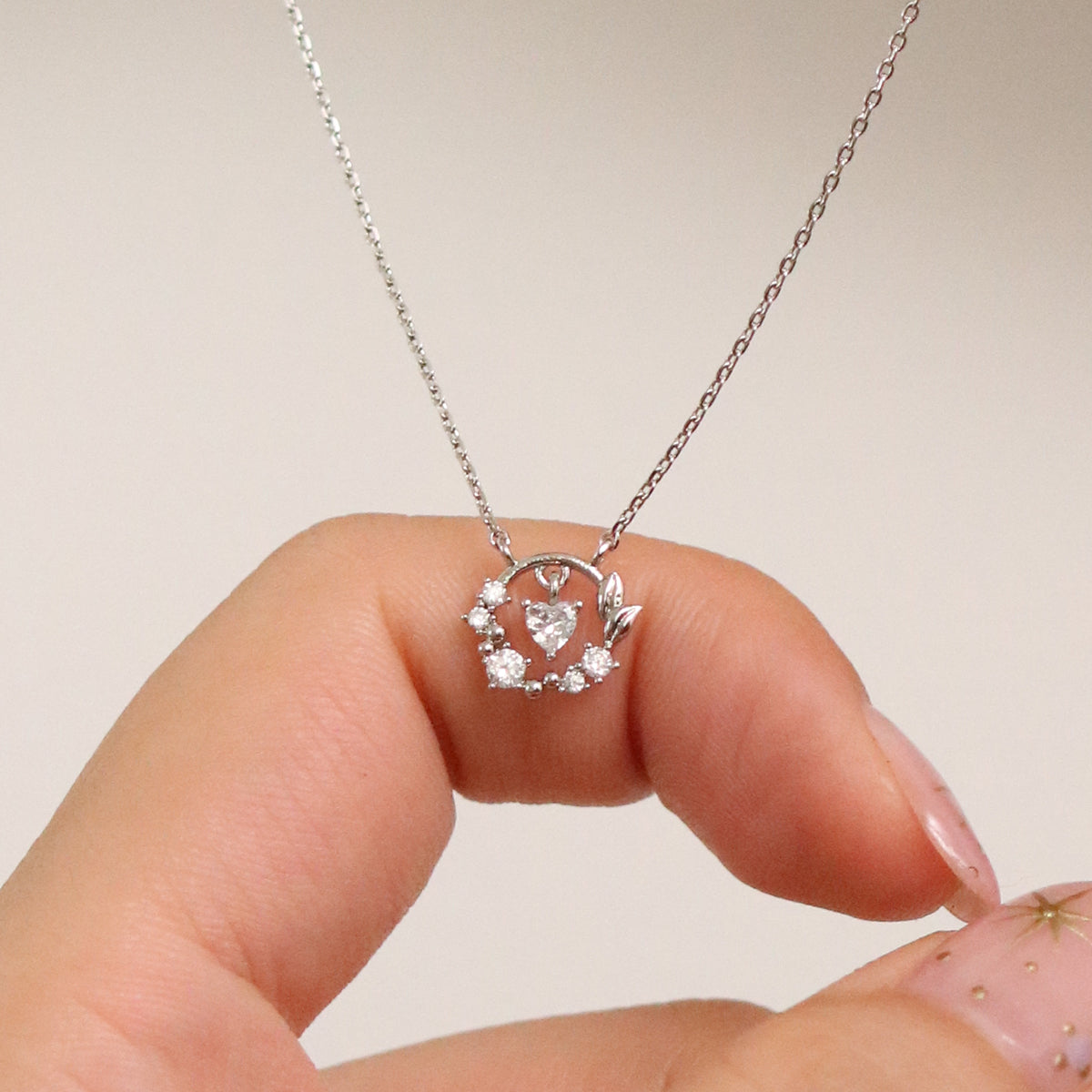Cubic heart leaf necklace-2