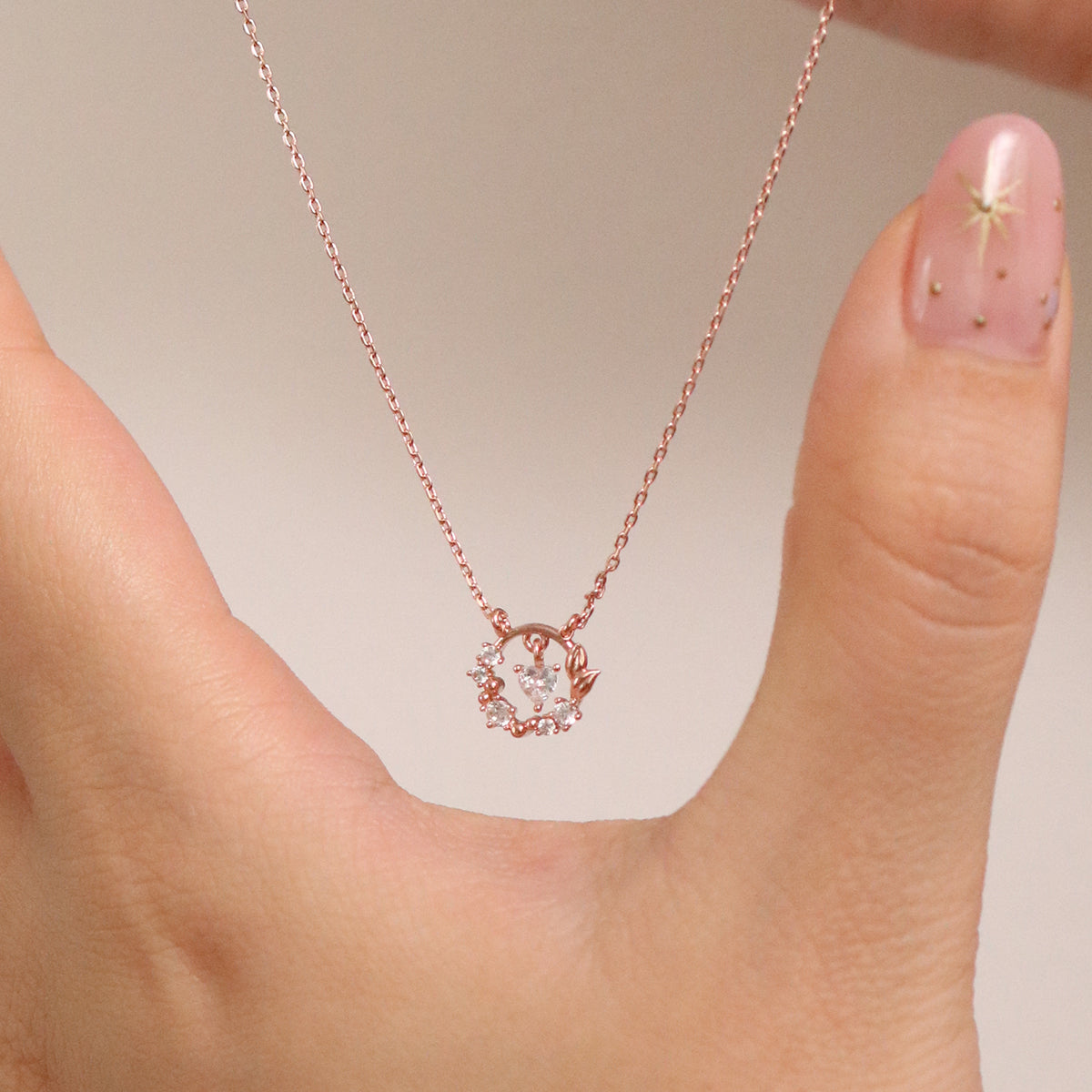 Cubic heart leaf necklace-3