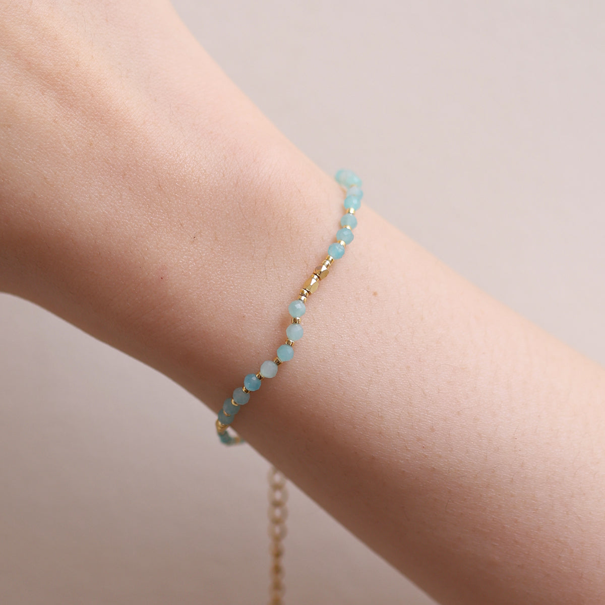 Milky aquamarine beaded bracelet-1