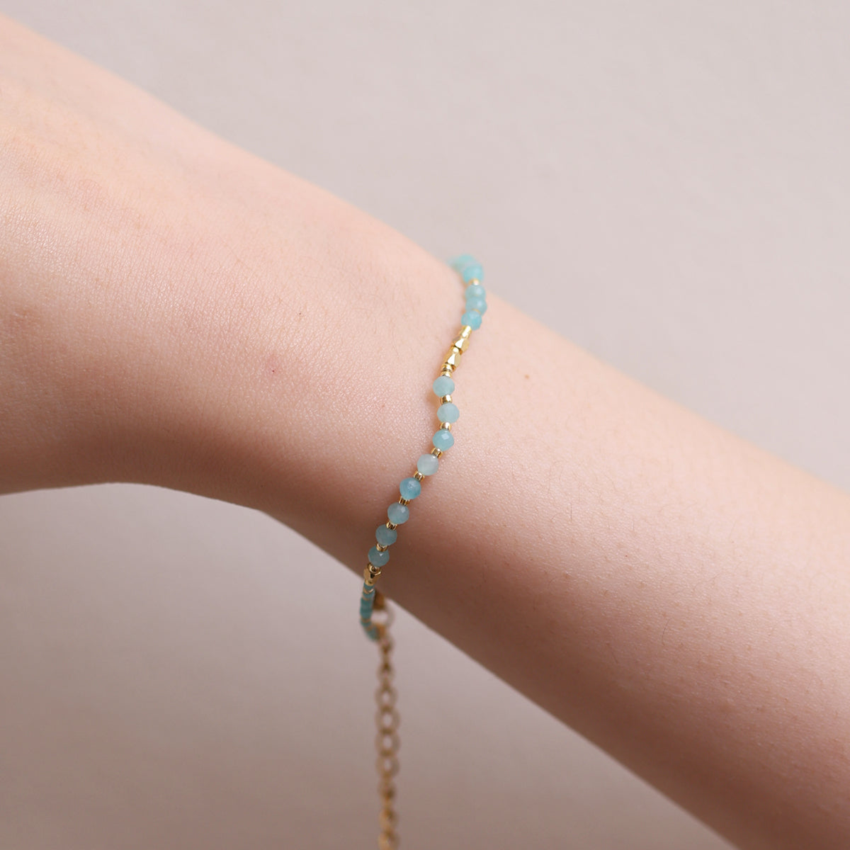 Milky aquamarine beaded bracelet-2