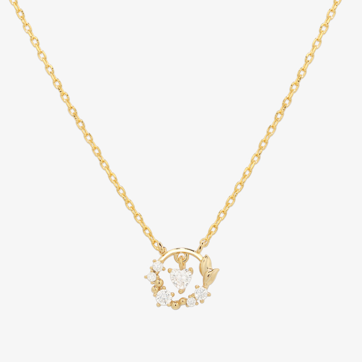 Cubic heart leaf necklace-0