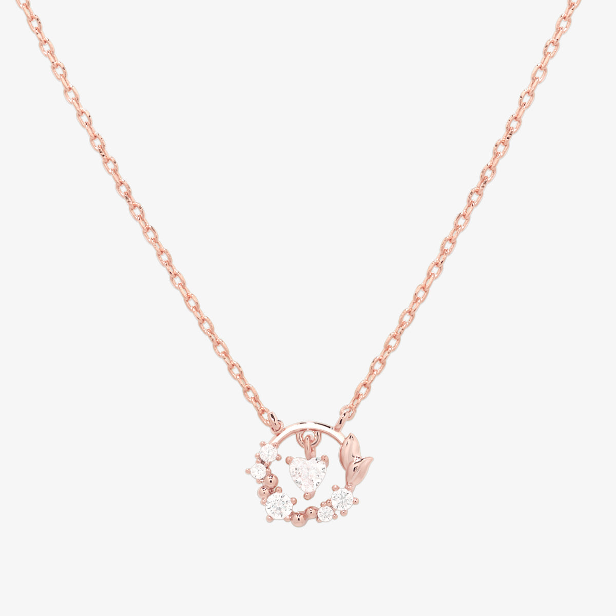 Cubic heart leaf necklace-5
