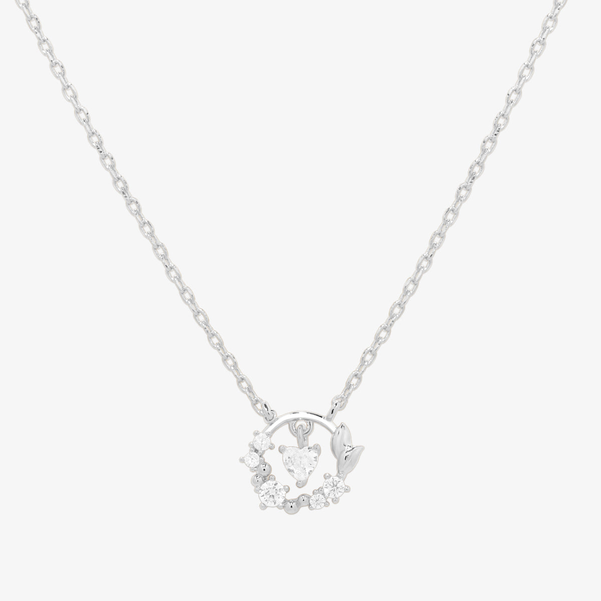 Cubic heart leaf necklace-4
