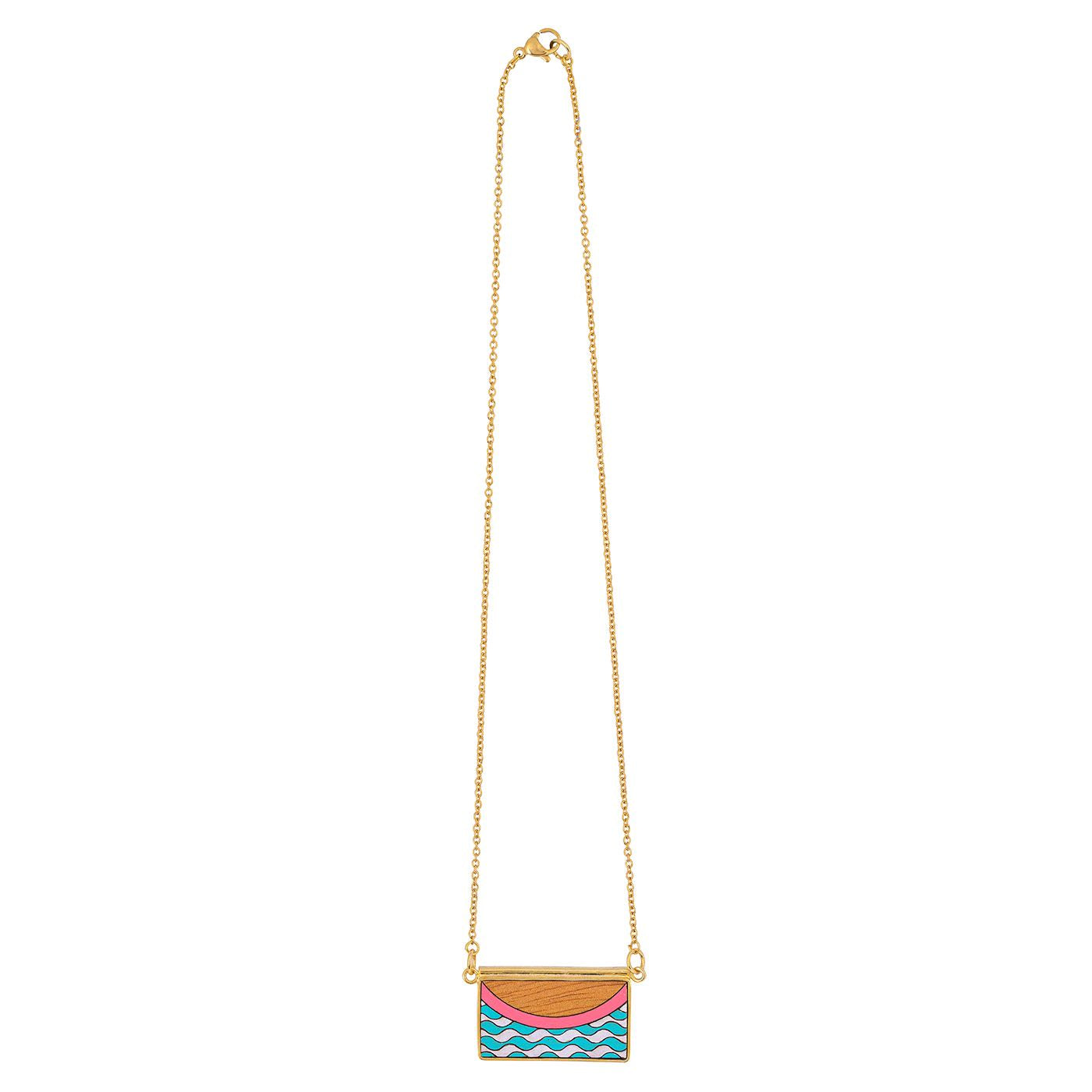 Seaside Recycled Wood Gold Necklace-2