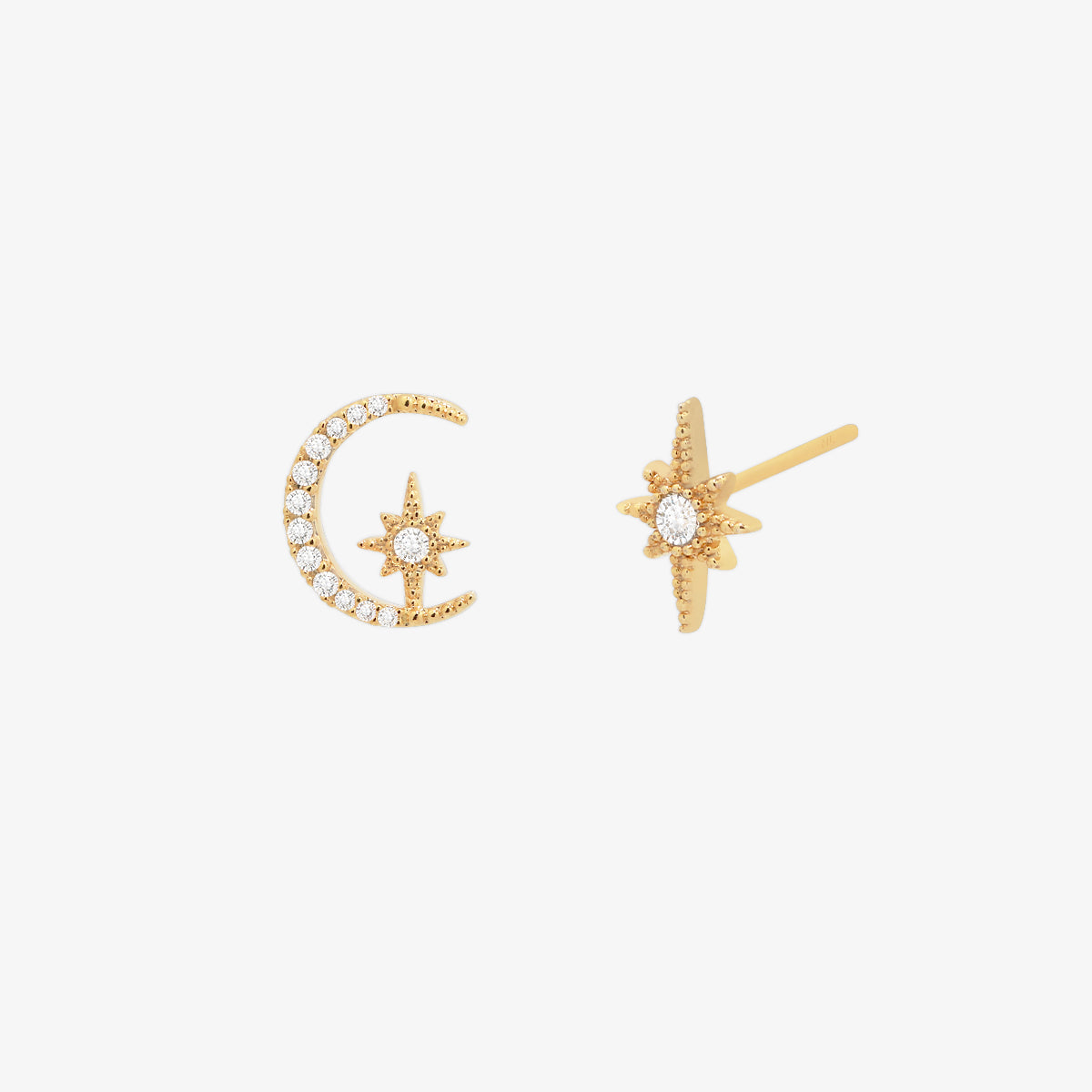 Moon and star stud earrings-0