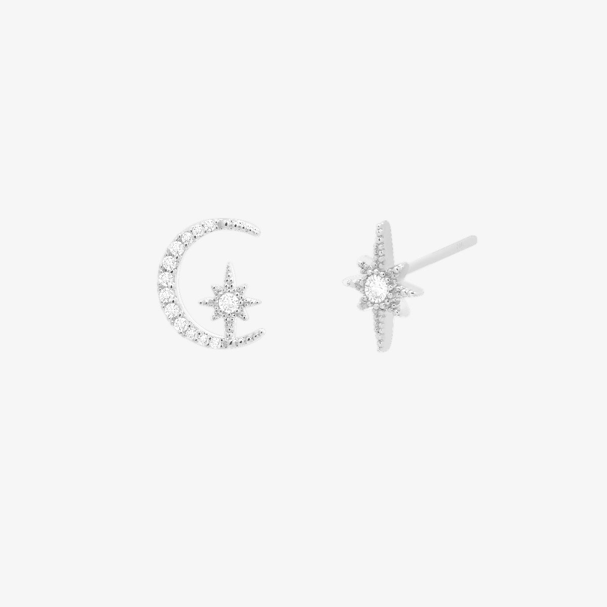 Moon and star stud earrings-4